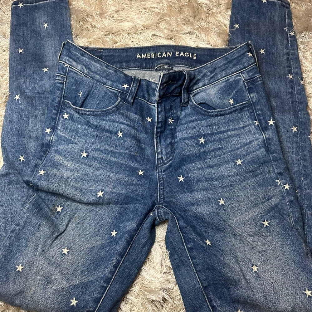 American Eagle Outfitters Women's Blue Star Skinny Jeans